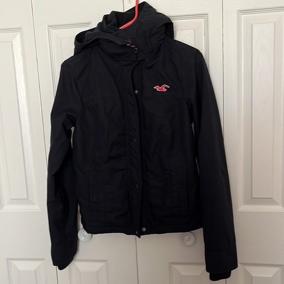 HOLLISTER CALIFORNIA all-weather jacket navy Sz M pink logo - Picture 2 of 14